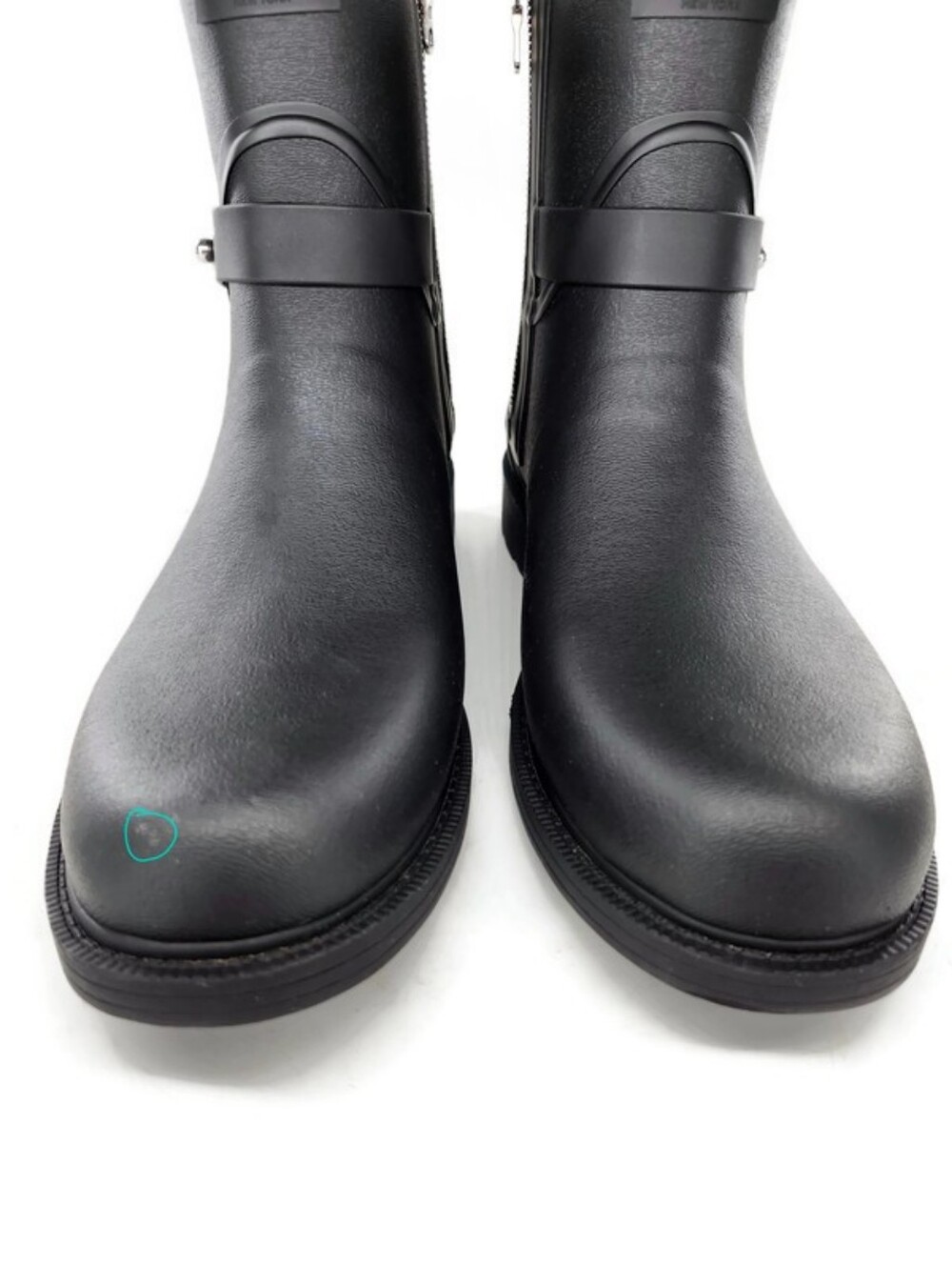 Rag & Bone Black Moto Rubber Waterproof Pull-On Side-Zip Short Ankle Rain Boots - Picture 7 of 16